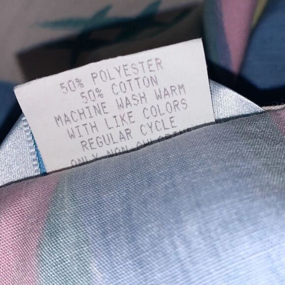 Vintage 80’s Unique Pastel Funky Print Bold Shoulder Button Down Long Sleeve Shi - Picture 13 of 16